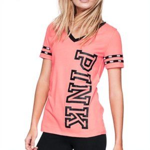 VS PINK Perfect V Neck Tee in Coral Pink sz Small